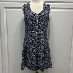 Navy Floral Button-Front Romper